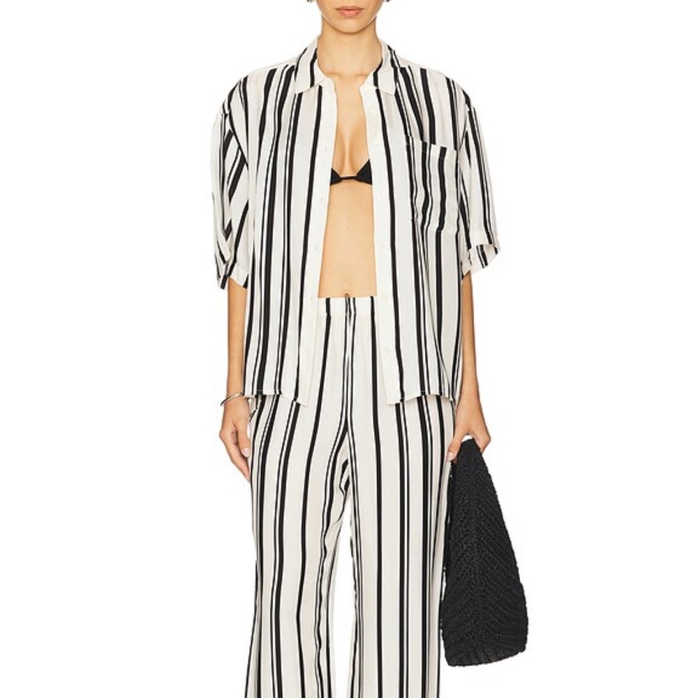 Anine Bing‎ Top Coco Monogram Stripe Shirt Sz XS